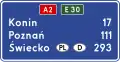 E-14a Entfernungstafel auf Autobahnen
