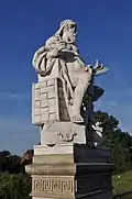 Skulptur „Handel“ auf der Zollbrücke in Magdeburg