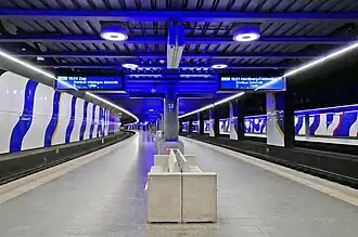Blick durch den Bahnhof nach Westen (Gleise&nbsp;1 und&nbsp;2)