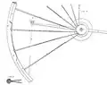 Tangentialspeichenrad mit Spannhebel (Starley und Hillman, britisches Patent 2236 vom 11.&nbsp;August 1870)