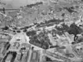Genf, Altstadt mit Parc des Bastions und Kathedrale, von Südwesten gesehen, Ballonaufnahme von Eduard Spelterini, zwischen 1893 und 1924