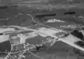 Autobahnbau bei Henau SG 1967, weiter oben die alte Schnellstrasse Wil–Gossau