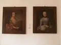 Die zwei Bilder, die sich aus dem Fundus des Königs in Kossenblatt erhalten haben, links Eleonore Dönhoff als Diana und rechts eine schottische Königin, wahrscheinlich Maria Stuart