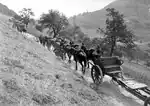 Nordseite: «Die 15&nbsp;cm Haubitzen Batterie auf dem Weg auf den Passwang», zwischen 1914 und 1918