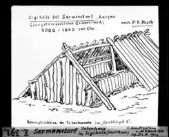 Rekonstruktion der Totenhütte im Zigiholz