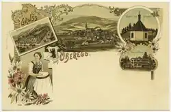 Impressionen aus Oberegg mit Bierbrauerei «zur Krone», Postkarte um 1900, Kantonsbibliothek Appenzell Ausserrhoden