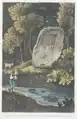 Gedenkstein für Robert Glutz in der Verenaschlucht bei Solothurn (Aquatinta aus dem 19. Jahrhundert)