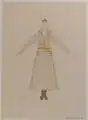 Entwurf für ein langes Kleid mit Karomuster und Mantelkragen (1919/1924)