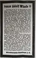 Traueranzeige der Mitteldeutschen Rundfunk AG