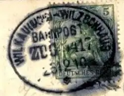Bahnpoststempel Wilkau (Sachs)–Wilzschhaus vom 23. Dezember 1910
