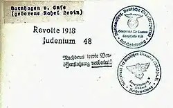 Zensur-Warnstempel auf Rahels Porträt im Bildarchiv der NSDAP-Reichsleitung und des Reichsbundes der Deut­schen Beamten (Archiv der Varnhagen Gesellschaft e. V.)