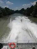 Aussicht vom Heck während der Fahrt, Radständer (2006)