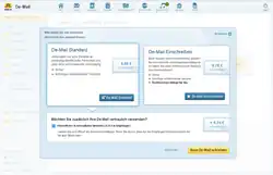 Bildschirmfoto der angeklickten Auswahl „Absenderbestätigung“ bei Web.de