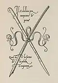 Illustration mit Gänsefeder und Messer