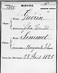 Heiratsurkunde Félix Édouard Guérin-Méneville und Marguerite-Elisa Simonet