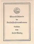 Einkleber in IB 224/A: Winterhilfsspende der Reichsschrifttumskammer