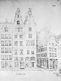 Alter Markt 20–22: Haus zum Bretzel und zum Dorn (Zeichnung datiert vom 4. August 1860)