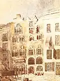 Alter Markt 46–48: Jan von-Werth-Apotheke von Thomas Brittain Vacher (Aquarell um 1838)