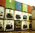 Kühlcontainer an Deck eines Containerschiffes