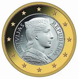 Lettische Kursmünze zu 1&nbsp;Euro (seit 2014)