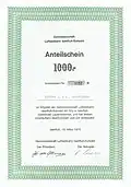 Anteilschein der Genossenschaft Luftseilbahn Isenfluh-Sulwald vom 15. März 1975