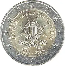 2-Euro-Gedenkmünze zum 200. Jahrestag der maltesischen Polizei (2014)