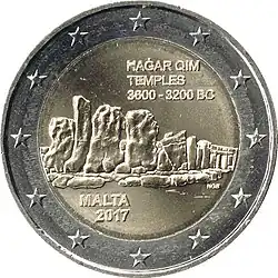 2-Euro-Gedenkmünze Tempel von Ħaġar Qim (2017)