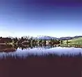 Schwaltenweiher mit Alpenpanorama
