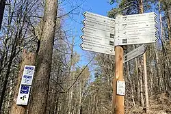 Wegweiser und -zeichen von Spessartweg 1 und 2 bei Waldaschaff