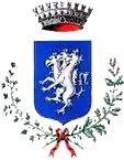 Wappen der italienischen Stadt Triora mit dreiköpfigem Wolf