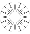 16-zackiges Sonnensymbol ähnlich dem Stern von Vergina'"`UNIQ--postMath-000004AA-QINU`"'