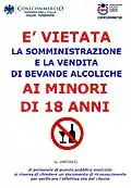Verkaufs- und Ausschank­bestimmungen in Italien: Die gesetzlichen Bestimmungen sollen in öffentlichen Lokalen und Verkaufsstellen ausghängt werden.