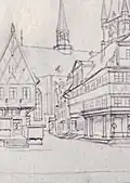 Blick in die Straße Hinter St. Petri vom Kohlmarkt, 1871