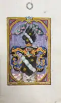 Wappen derer von Wenzl, gemäß Adelsbrief mit Wappenbesserung 1664