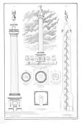 Entwurfsskizze um 1835 mit Schnitten durch das Bauwerk