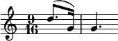  {\time 9/16 \partial 4 \stemUp d''8.^( g'16) g'4. }