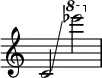  { \override Score.TimeSignature #'stencil = ##f
    c'2 \glissando \ottava #1  es''''2 }
