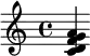  \relative c' { <c d f g a> } 