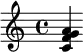  \relative c' { <c f g a> } 