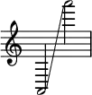 { \override Score.TimeSignature #'stencil = ##f
    a,2 \glissando a'''2 }
