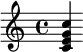  \relative c' { <c e g c> } 