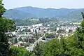 Sanok, von Parkberg mit dem Kopacz-Berg im Hintergrund aus gesehen