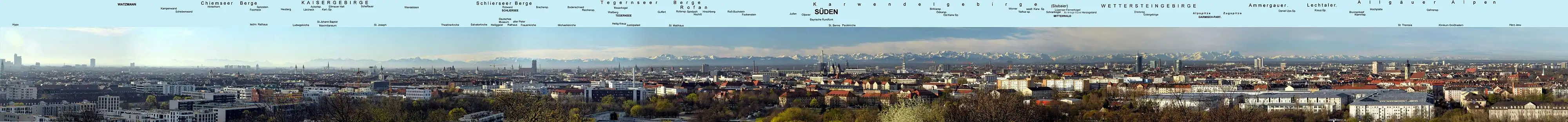 München und die bayerischen Alpen bei Föhn