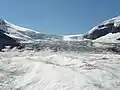 Blick auf den Athabasca Glacier des Columbia Icefields