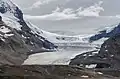 Der fast bis an den Icefields Parkway heranreichende Athabasca Gletscher des Columbia Icefields