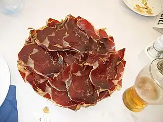 Cecina de León aufgeschnitten