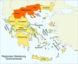 Karte von Griechenland mit eingezeichneter Lage von Makedonien