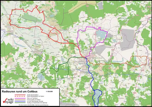 Übersichtskarte mit empfohlenen Radtouren