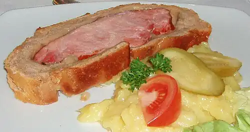 Kassler im Brotteig mit Kartoffelsalat