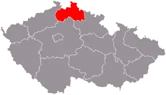 Der Reichenberger Kreis (in Rot) in der Tscheschei (in Dunkelgrau).